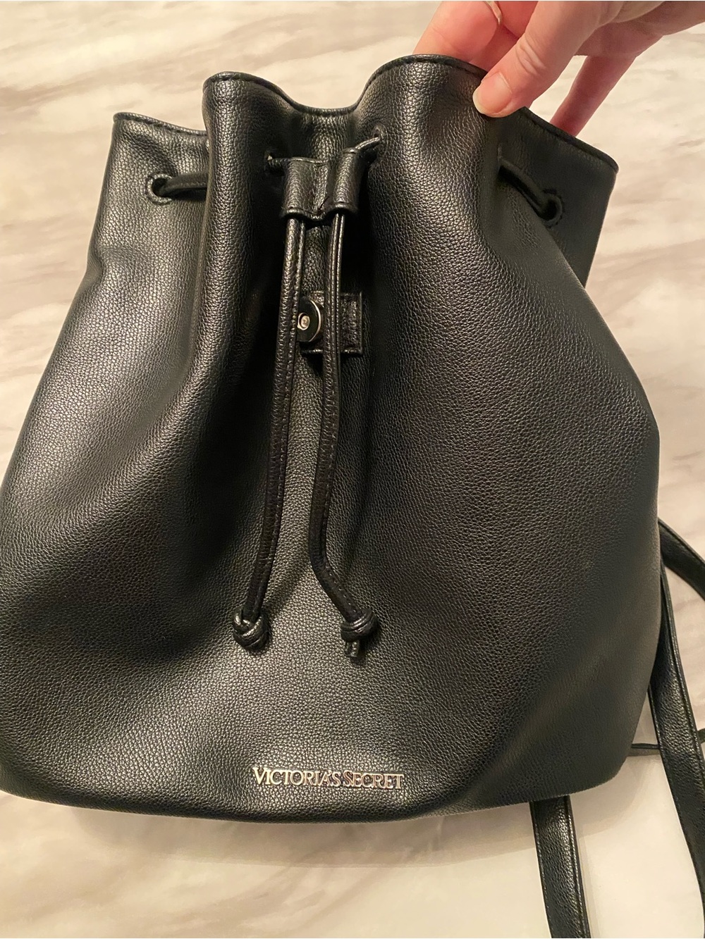 Victoria's Secret Black Drawstring Backpack